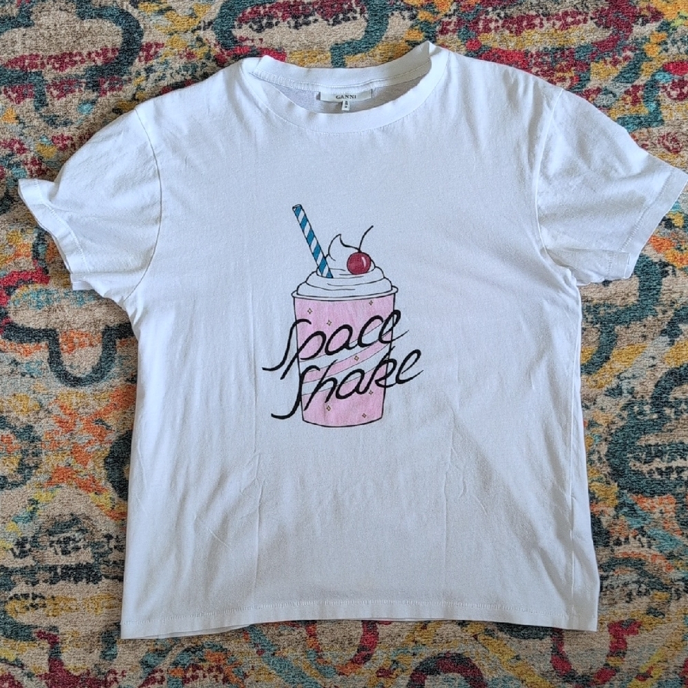 Ganni Space Shake Graphic Tee Small Like New